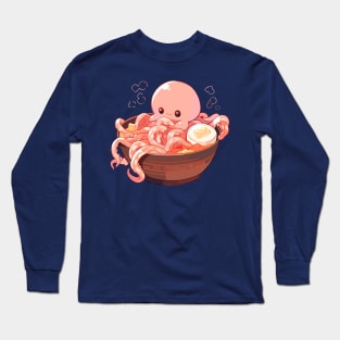 Cute Octopus in Ramen Bowl Long Sleeve T-Shirt